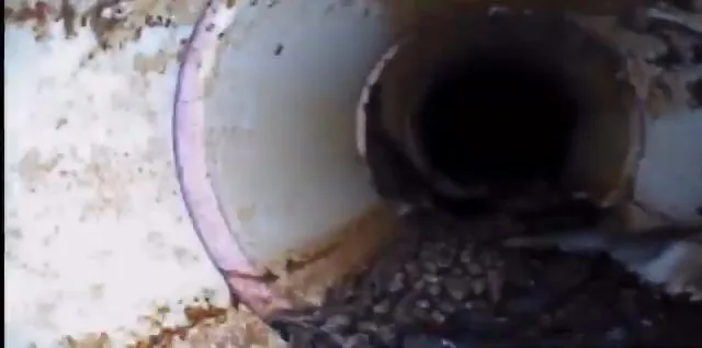 Sewer camera view of a joint inside a pipe
